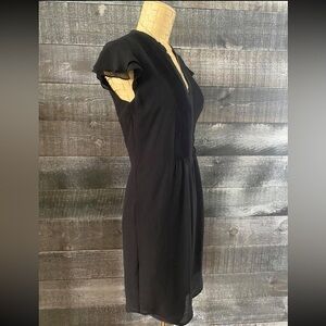 H&M Black pleated flutter sleeve dress
